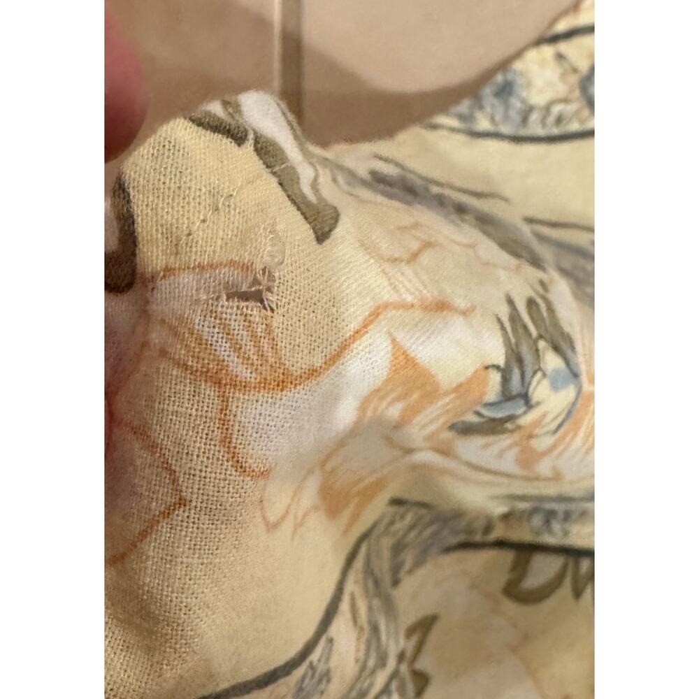 April Cornell Round Tablecloth Cotton Floral yellow blue Brown 82” and 4 napkins - Picture 3 of 5